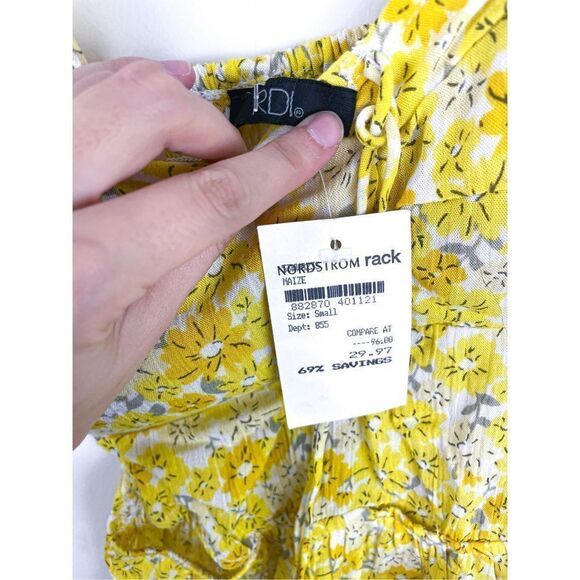 NEW RDI Printed Rayon Cut Out Dress in Maize Size S - Picture 5 of 13